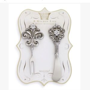 DEMDACO-Rhinestone Embellished Silver Style Appetizer Utensils- NWT